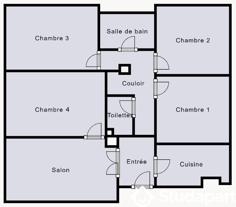 Chambre - 12 m² - 1 pièce