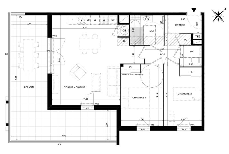 Appartement - 65 m² - 3 pièces