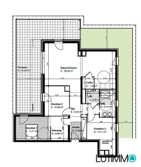 Appartement - 101 m² - 4 pièces