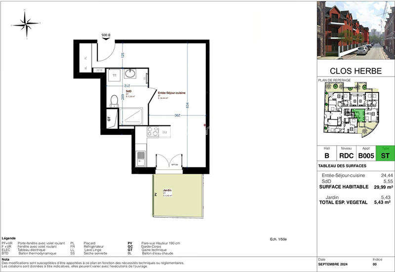 Appartement - 30 m² - 1 pièce