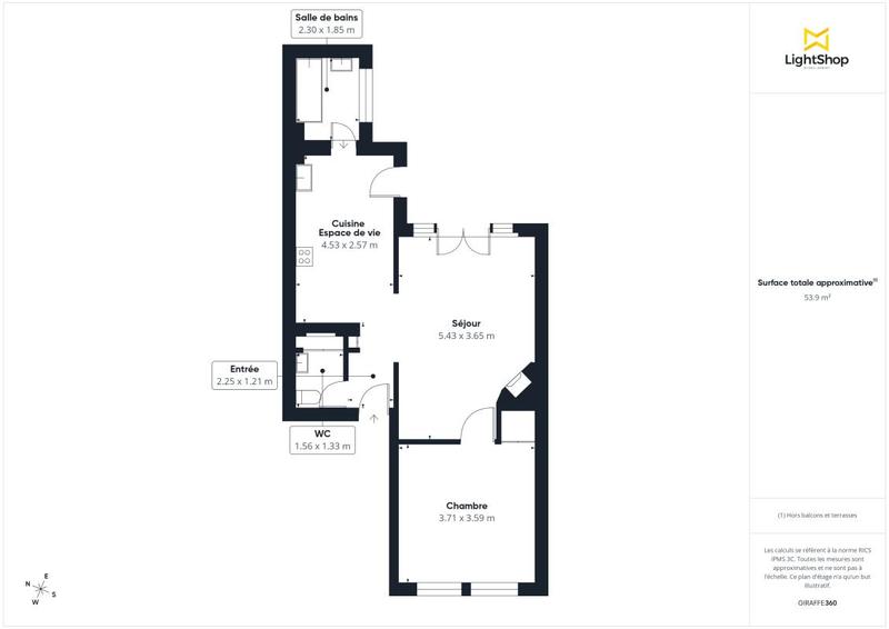 Appartement - 56 m² - 2 pièces