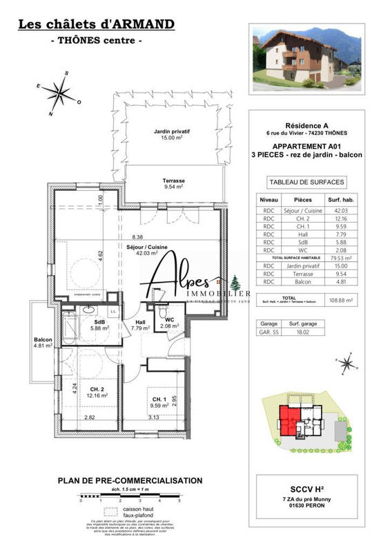 Appartement - 80 m² - 3 pièces