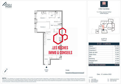 Appartement - 72 m² - 3 pièces