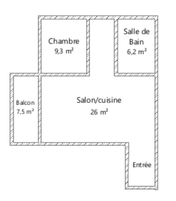Appartement - 45 m² - 2 pièces