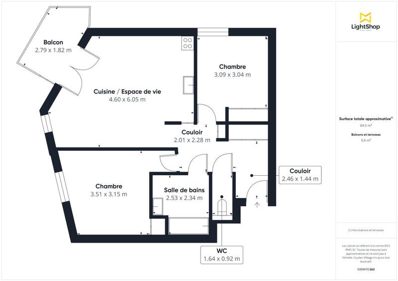 Appartement - 65 m² - 3 pièces