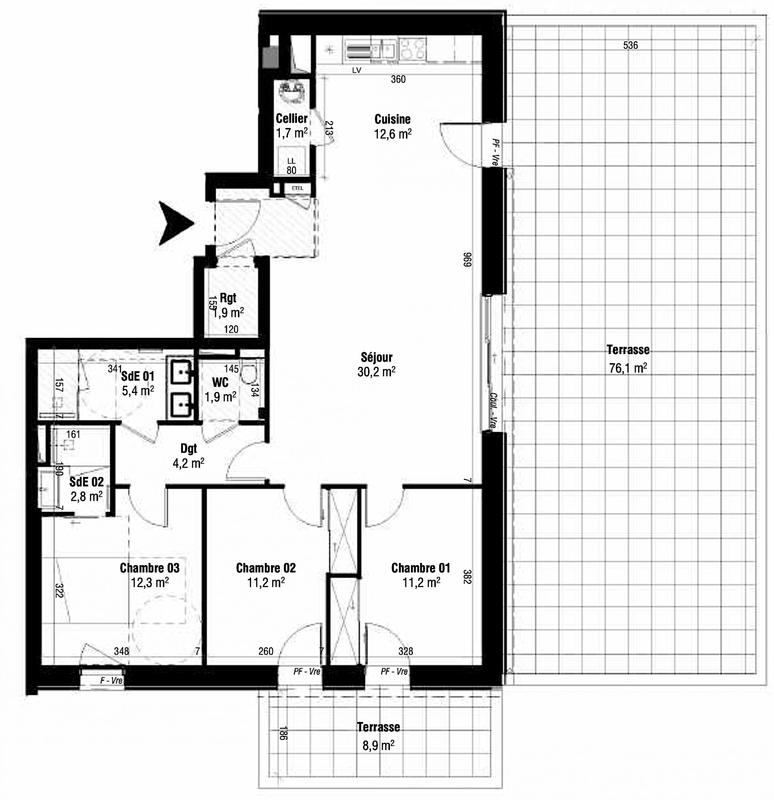 Appartement - 95 m² - 4 pièces