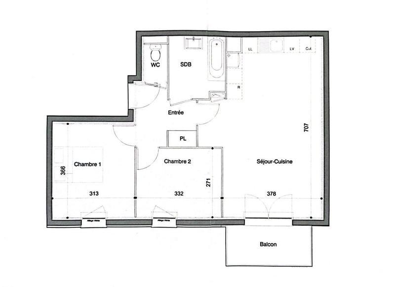 Appartement - 61 m² - 3 pièces