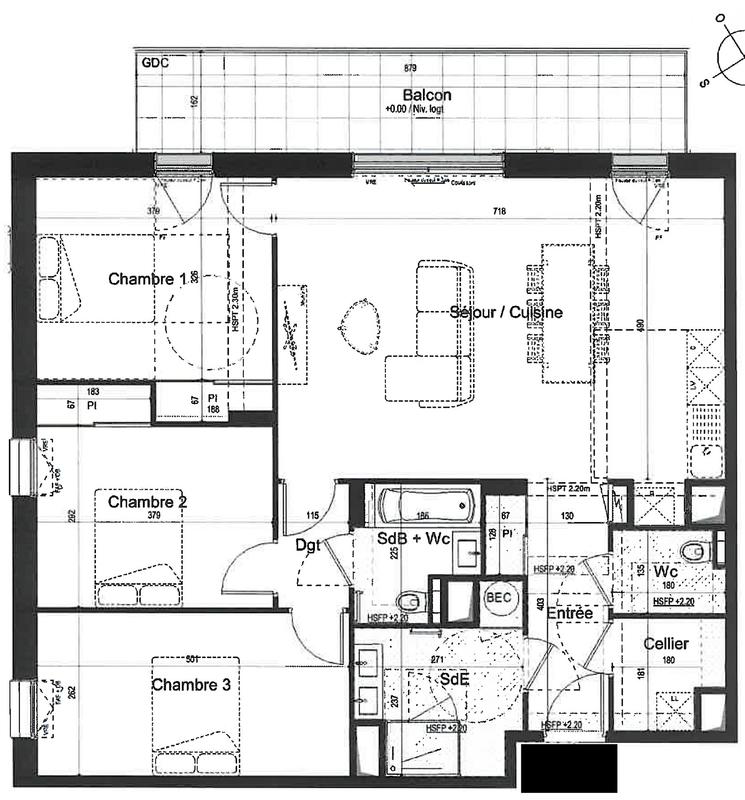 Appartement - 98 m² - 4 pièces