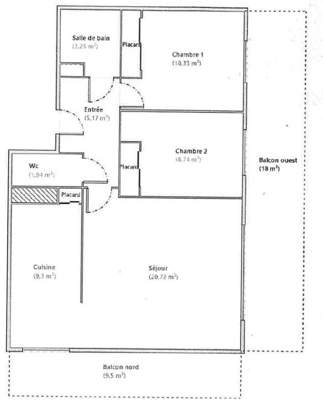 Appartement - 59 m² - 3 pièces
