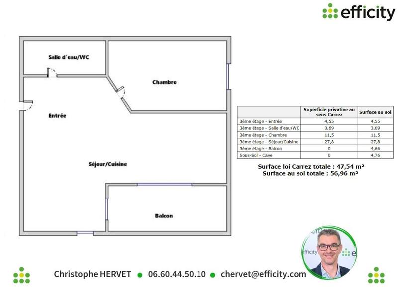 Appartement - 48 m² - 2 pièces