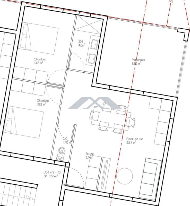Appartement - 55 m² - 3 pièces