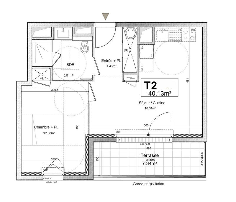 Appartement - 40 m² - 2 pièces