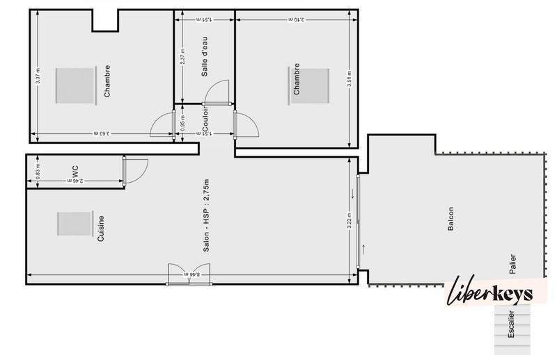 Appartement - 60 m² - 3 pièces