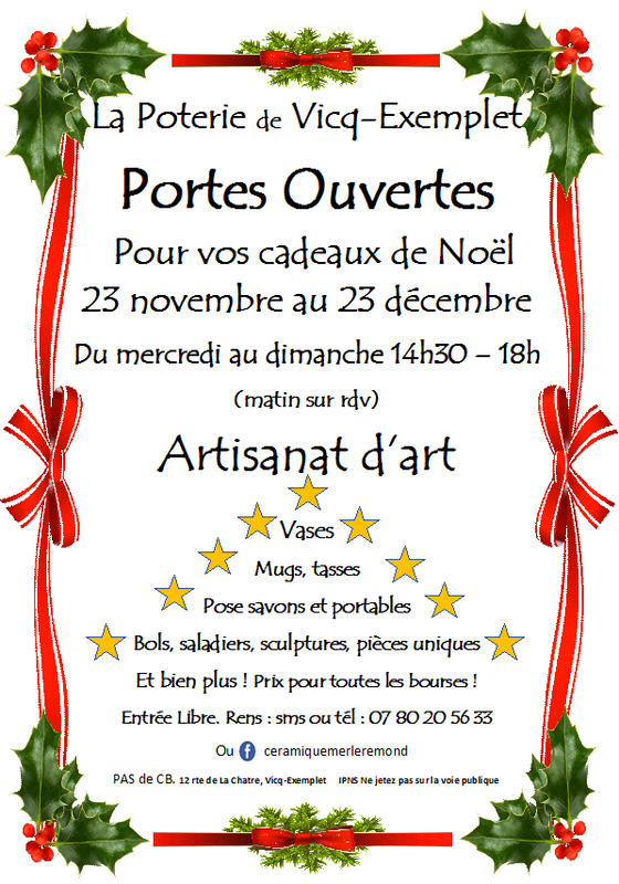 La Poterie de Vicq-Exemplet fait Portes Ouvertes pour Noel