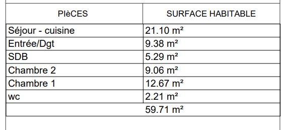 Appartement - 60 m² - 3 pièces