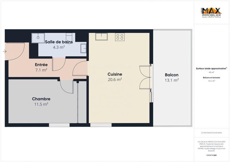 Appartement - 44 m² - 2 pièces