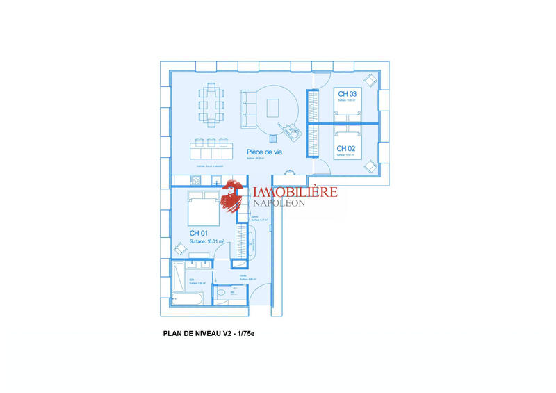 Appartement - 112 m² - 3 pièces