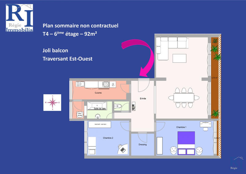 Appartement - 92 m² - 4 pièces