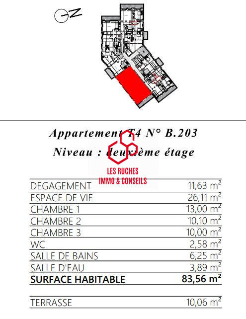 Appartement - 84 m² - 4 pièces