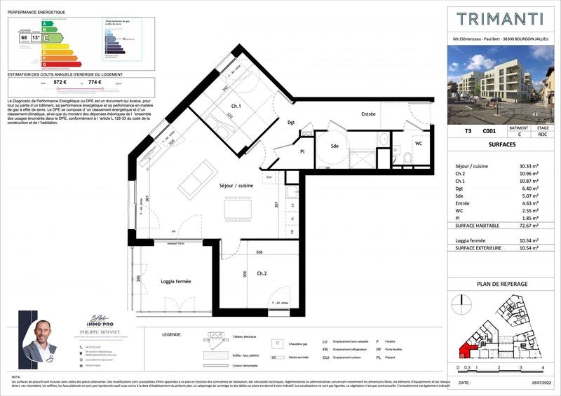 Appartement - 73 m² - 3 pièces