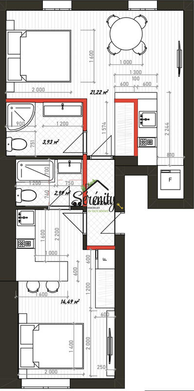 Appartement - 50 m² - 4 pièces