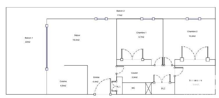 Appartement - 60 m² - 3 pièces
