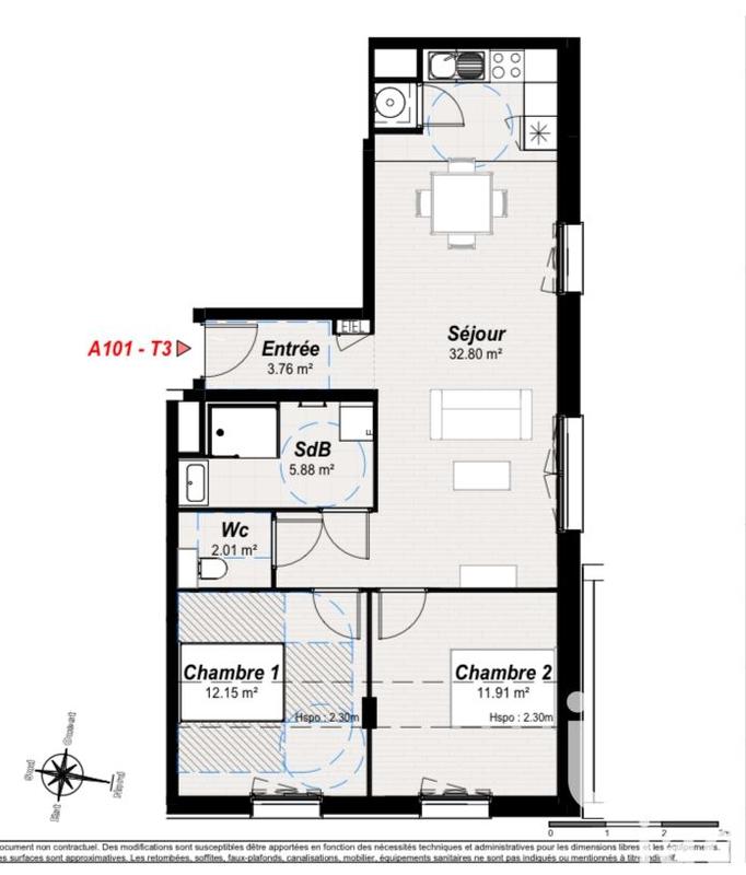 Appartement - 69 m² - 3 pièces