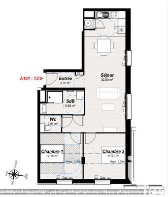 Appartement - 69 m² - 3 pièces