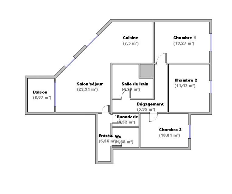 Appartement - 85 m² - 4 pièces