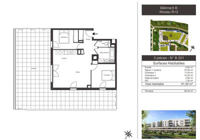 Appartement - 62 m² - 3 pièces