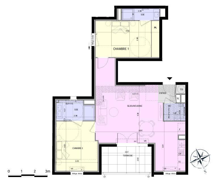 Appartement - 70 m² - 3 pièces