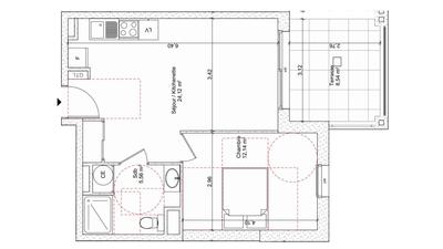 Appartement - 42 m² - 2 pièces