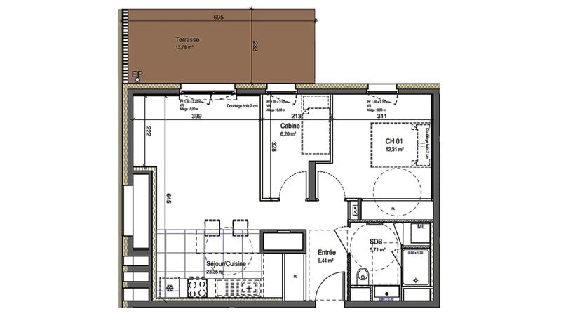 Appartement - 54 m² - 2 pièces