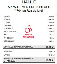 Appartement - 67 m² - 3 pièces