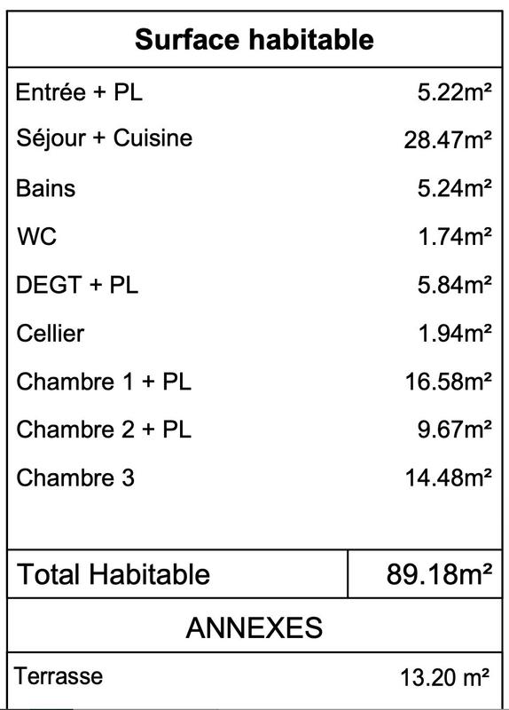 Appartement - 89 m² - 4 pièces
