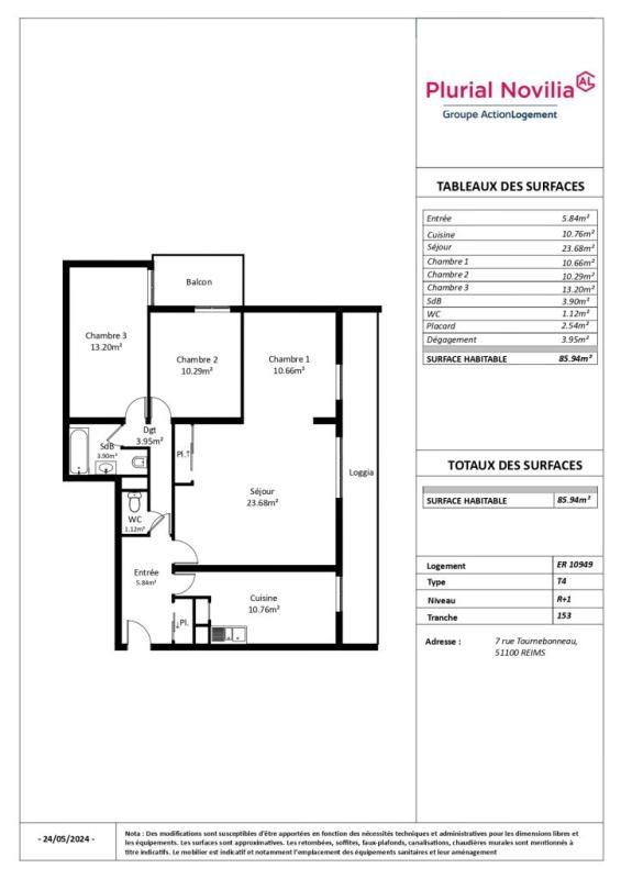 Appartement - 85 m² - 4 pièces