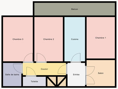 Chambre - 21 m² - 3 pièces