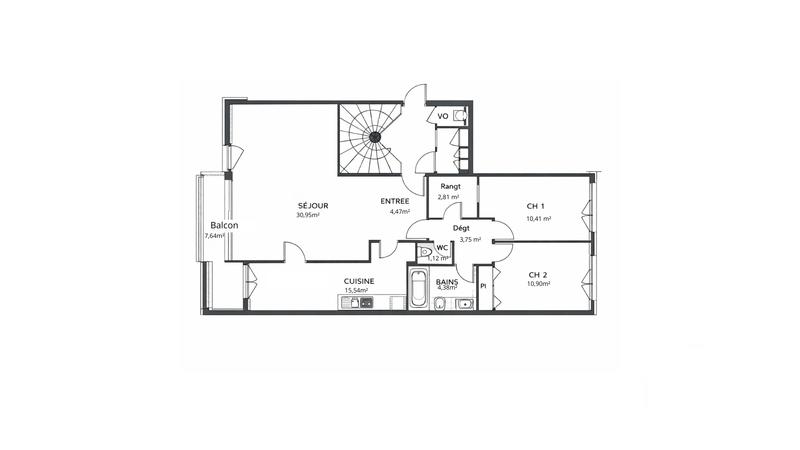 Appartement - 84 m² - 3 pièces