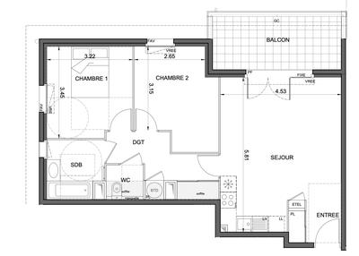Appartement - 62 m² - 3 pièces