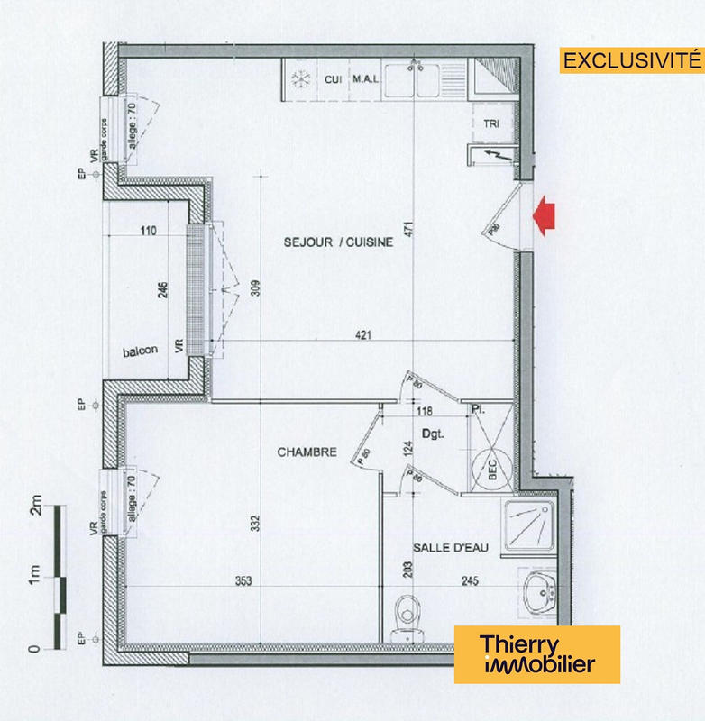 Appartement - 40 m² - 2 pièces