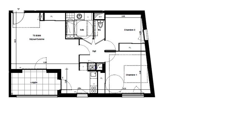 Appartement - 62 m² - 3 pièces