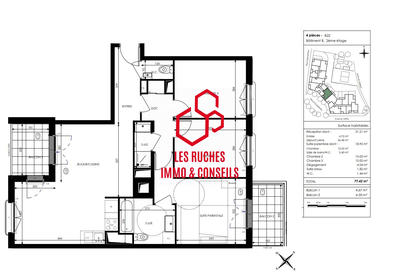 Appartement - 77 m² - 3 pièces