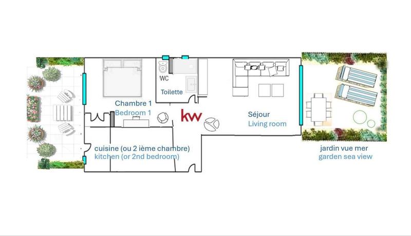 Appartement - 60 m² - 2 pièces