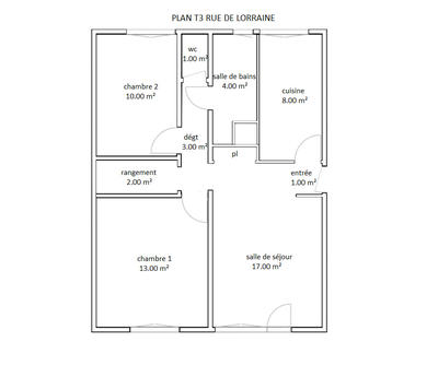 Appartement - 59 m² - 3 pièces
