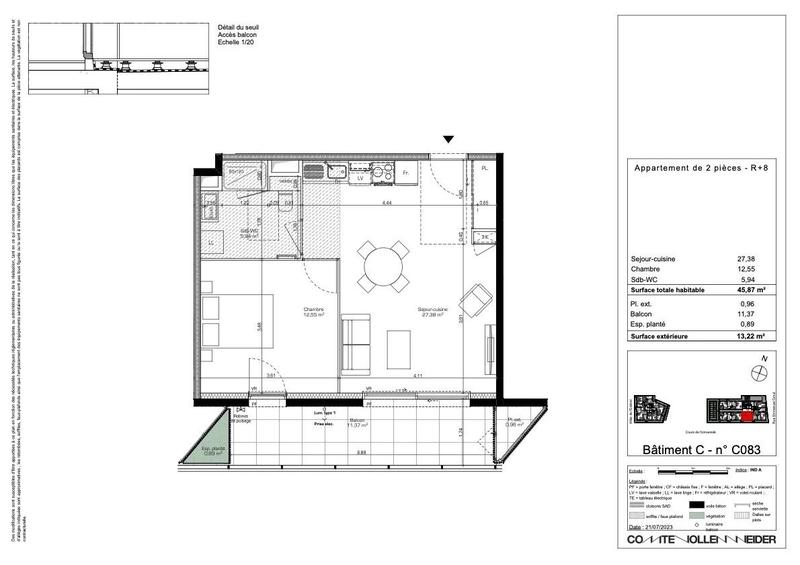 Appartement - 46 m² - 2 pièces