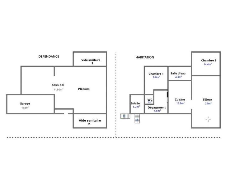 Maison de ville - 73 m² - 3 pièces