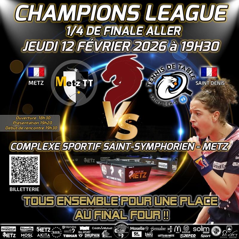1/4 de finale aller Champions League Metz Tt vs Saint-Denis
