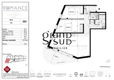 Appartement - 77 m² - 3 pièces