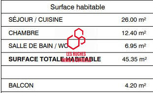 Appartement - 45 m² - 2 pièces
