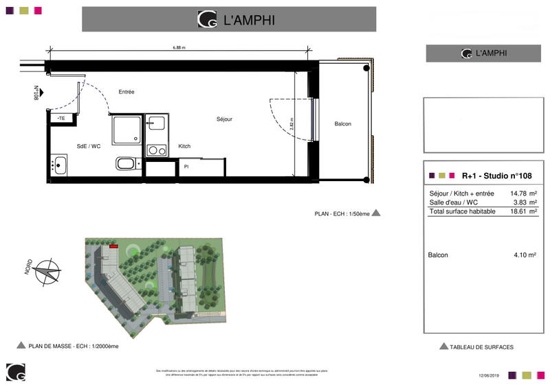 Appartement - 19 m² - 1 pièce